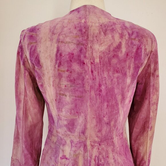 Leather suedeJacket Blazer pink peach beige small 4 6 tie dyed workwear cowgirl - Picture 10 of 10